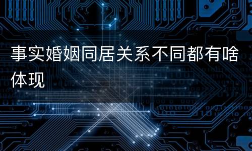 事实婚姻同居关系不同都有啥体现