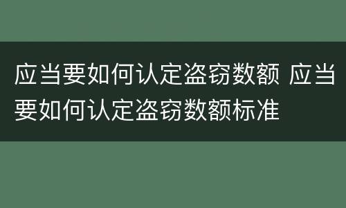 应当要如何认定盗窃数额 应当要如何认定盗窃数额标准