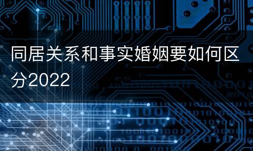 同居关系和事实婚姻要如何区分2022