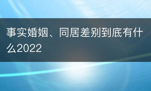 事实婚姻、同居差别到底有什么2022