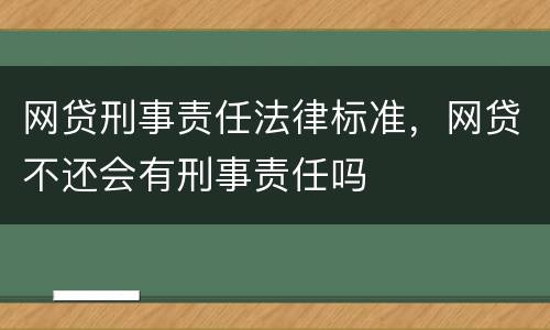 网贷刑事责任法律标准，网贷不还会有刑事责任吗