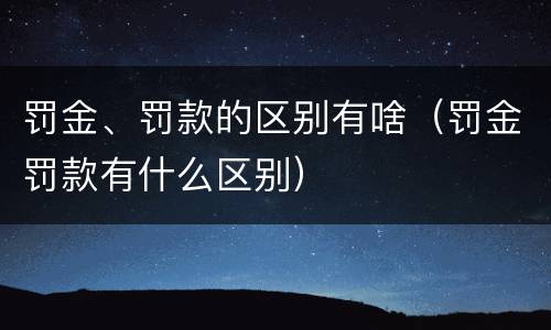 罚金、罚款的区别有啥（罚金罚款有什么区别）