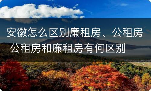 安徽怎么区别廉租房、公租房 公租房和廉租房有何区别