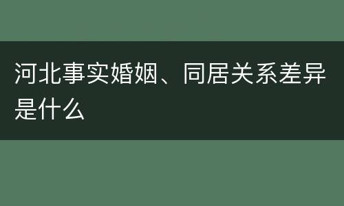 河北事实婚姻、同居关系差异是什么
