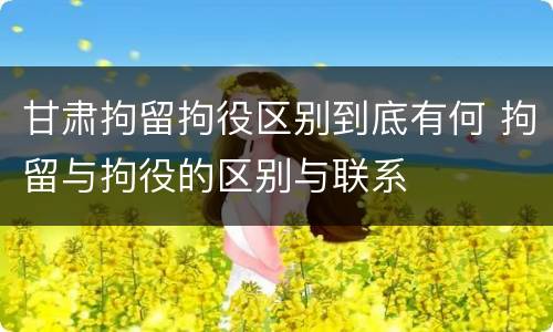 甘肃拘留拘役区别到底有何 拘留与拘役的区别与联系