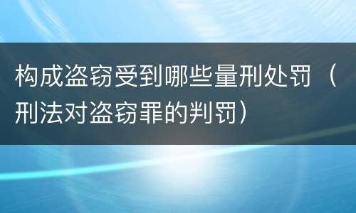 构成盗窃受到哪些量刑处罚（刑法对盗窃罪的判罚）