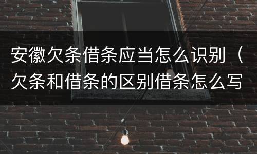 安徽欠条借条应当怎么识别（欠条和借条的区别借条怎么写）