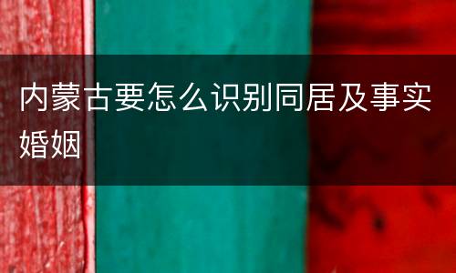 内蒙古要怎么识别同居及事实婚姻