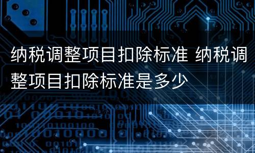 纳税调整项目扣除标准 纳税调整项目扣除标准是多少