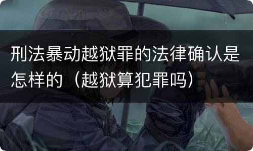 刑法暴动越狱罪的法律确认是怎样的（越狱算犯罪吗）