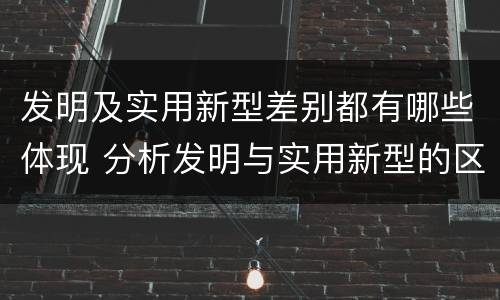 发明及实用新型差别都有哪些体现 分析发明与实用新型的区别