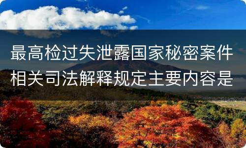 最高检过失泄露国家秘密案件相关司法解释规定主要内容是什么