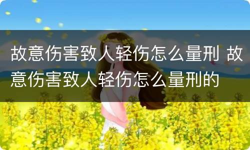 故意伤害致人轻伤怎么量刑 故意伤害致人轻伤怎么量刑的