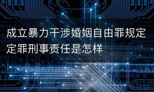 成立暴力干涉婚姻自由罪规定定罪刑事责任是怎样