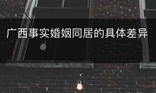 广西事实婚姻同居的具体差异
