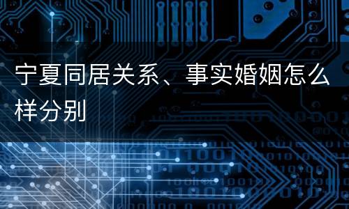 宁夏同居关系、事实婚姻怎么样分别