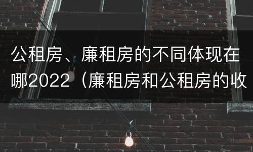 公租房、廉租房的不同体现在哪2022（廉租房和公租房的收费标准）