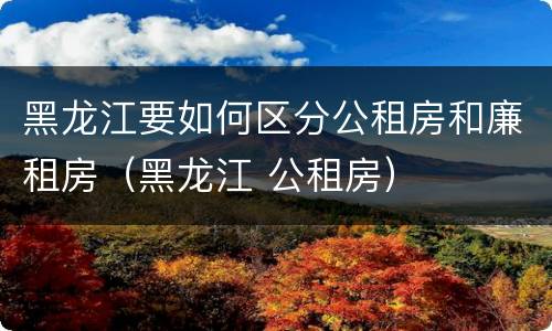 黑龙江要如何区分公租房和廉租房（黑龙江 公租房）