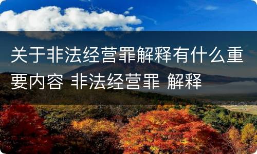 关于非法经营罪解释有什么重要内容 非法经营罪 解释