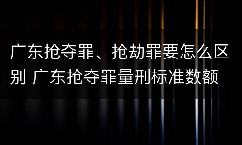 广东抢夺罪、抢劫罪要怎么区别 广东抢夺罪量刑标准数额
