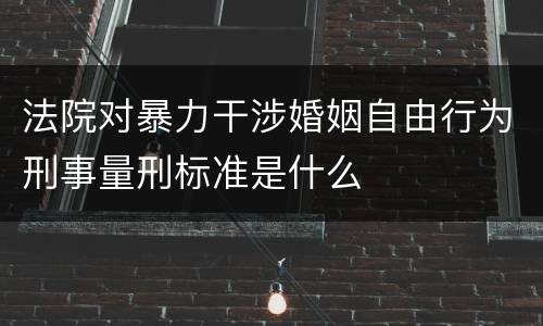 法院对暴力干涉婚姻自由行为刑事量刑标准是什么