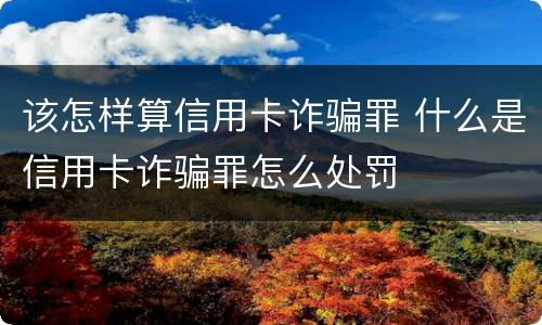 该怎样算信用卡诈骗罪 什么是信用卡诈骗罪怎么处罚