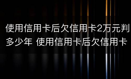 使用信用卡后欠信用卡2万元判多少年 使用信用卡后欠信用卡2万元判多少年