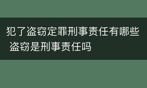 犯了盗窃定罪刑事责任有哪些 盗窃是刑事责任吗