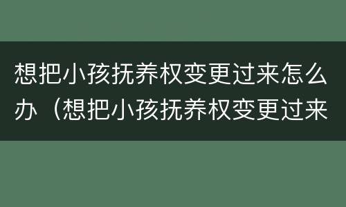想把小孩抚养权变更过来怎么办（想把小孩抚养权变更过来怎么办手续）