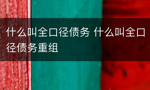 什么叫全口径债务 什么叫全口径债务重组