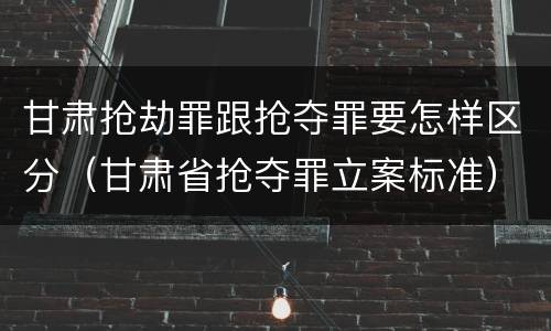 甘肃抢劫罪跟抢夺罪要怎样区分（甘肃省抢夺罪立案标准）