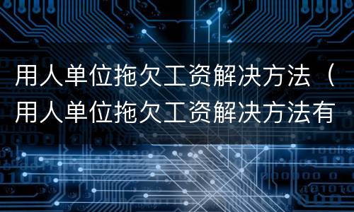 用人单位拖欠工资解决方法（用人单位拖欠工资解决方法有哪些）