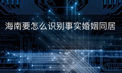 海南要怎么识别事实婚姻同居