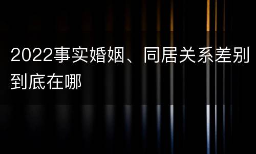 2022事实婚姻、同居关系差别到底在哪