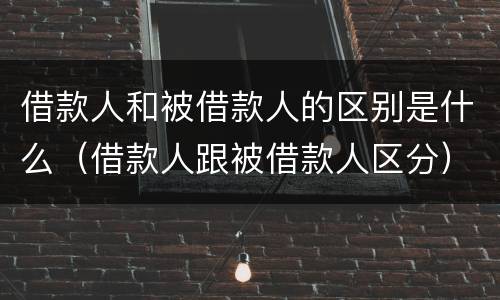 借款人和被借款人的区别是什么（借款人跟被借款人区分）