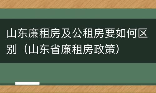 山东廉租房及公租房要如何区别（山东省廉租房政策）