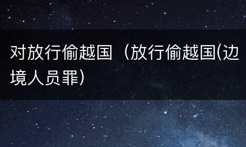 对放行偷越国（放行偷越国(边境人员罪）