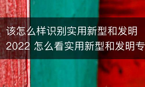 该怎么样识别实用新型和发明2022 怎么看实用新型和发明专利