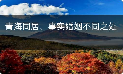 青海同居、事实婚姻不同之处
