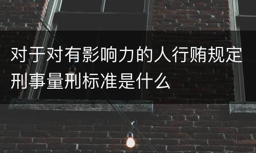 对于对有影响力的人行贿规定刑事量刑标准是什么