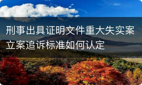 刑事出具证明文件重大失实案立案追诉标准如何认定