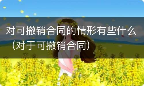 对可撤销合同的情形有些什么（对于可撤销合同）