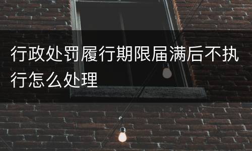 行政处罚履行期限届满后不执行怎么处理