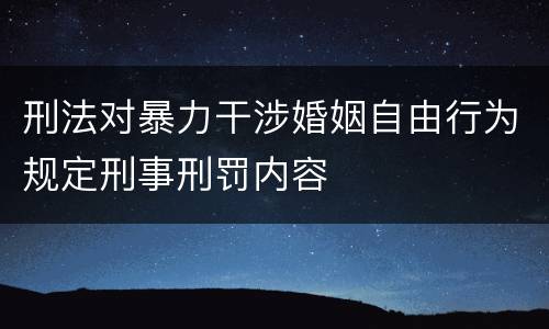 刑法对暴力干涉婚姻自由行为规定刑事刑罚内容