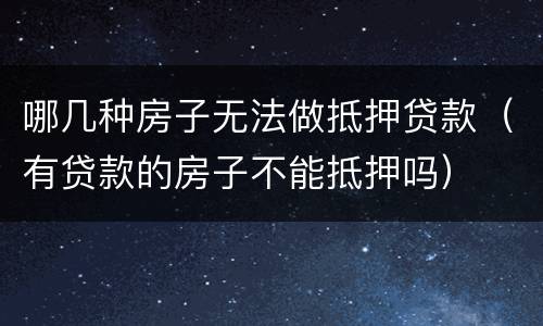 哪几种房子无法做抵押贷款（有贷款的房子不能抵押吗）
