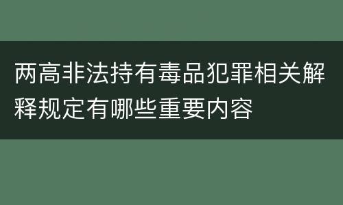两高非法持有毒品犯罪相关解释规定有哪些重要内容