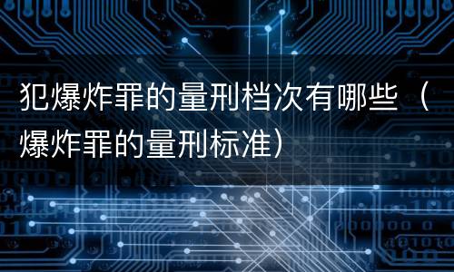犯爆炸罪的量刑档次有哪些（爆炸罪的量刑标准）