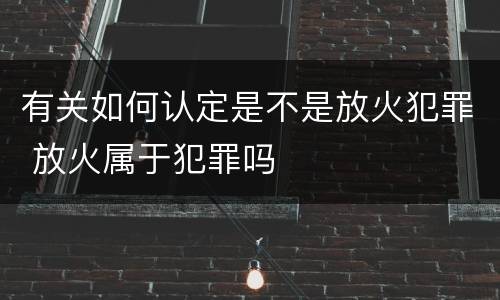 有关如何认定是不是放火犯罪 放火属于犯罪吗
