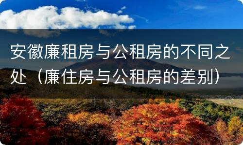 安徽廉租房与公租房的不同之处（廉住房与公租房的差别）