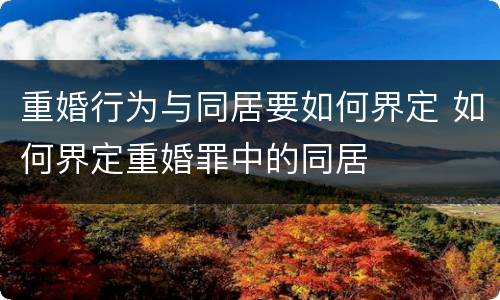 重婚行为与同居要如何界定 如何界定重婚罪中的同居